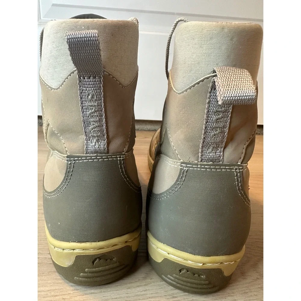 Simms Mens Tan Grey Wading Boots High Top Fly Fishing Shoes Size 14
